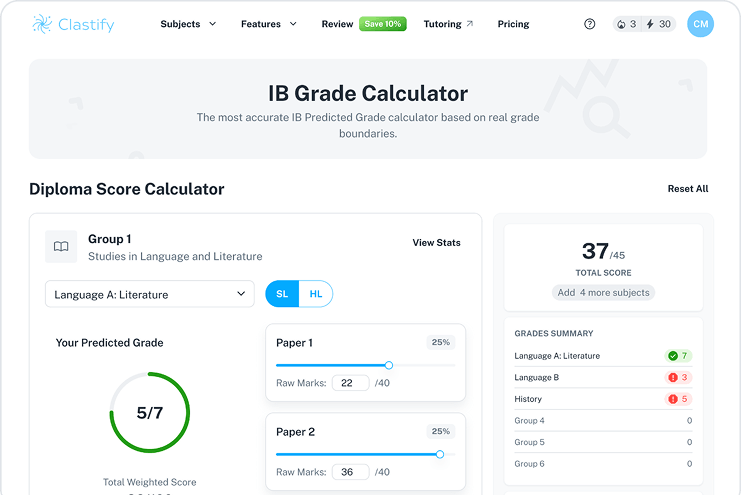 IB grade calculator preview